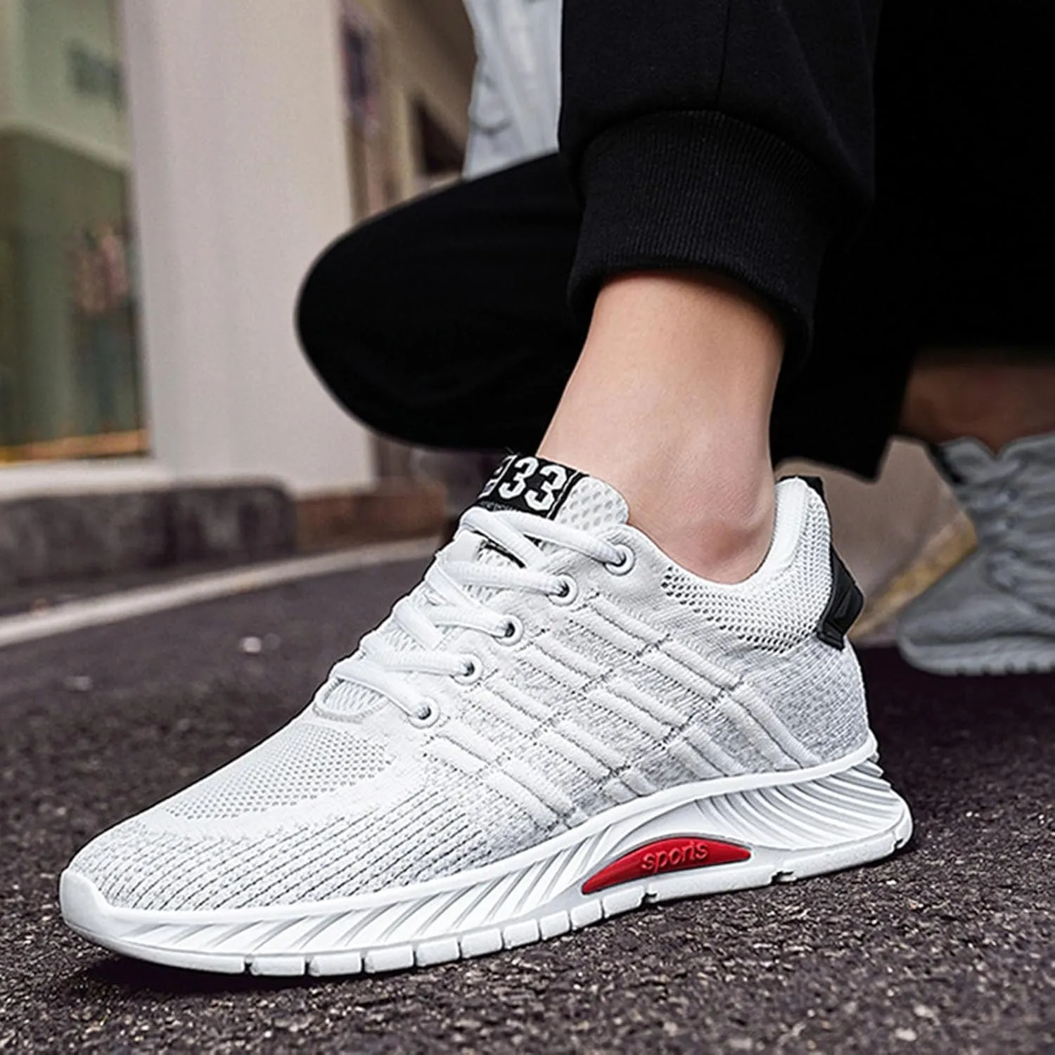 Couple Men's Elevator Shoes Men's Casual Mesh Trainers Lightweight Breathable Lace Up Sports Shoes with Hidden Lift Heel for Men Cm Mens Sneaker Socks Low Cut