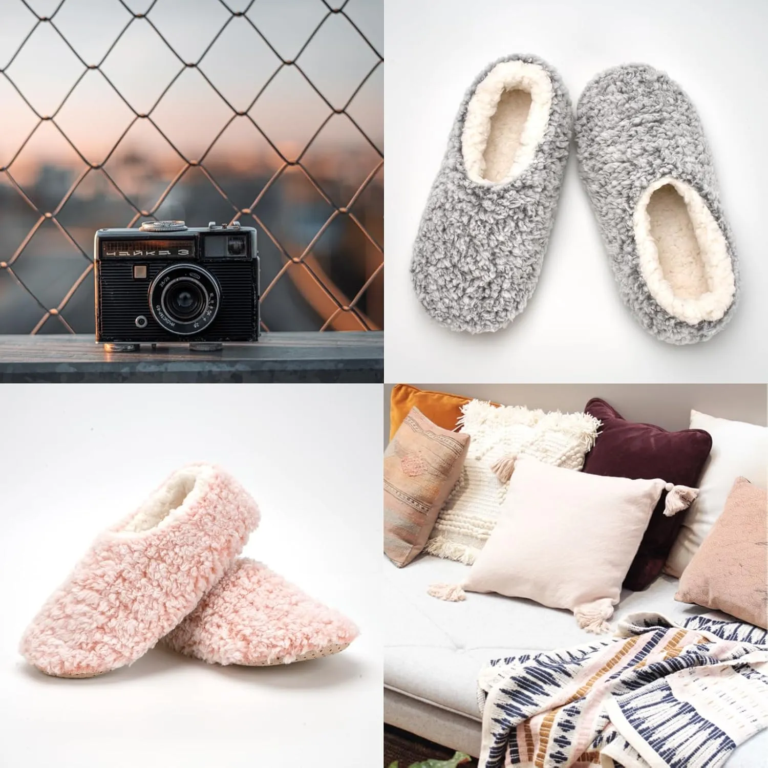 Cozylook 2-Pair Women's Soft Sole Slipper Socks with Grippers, Thick Warm Cozy Sherpa Lined Home Socks Set, Cable Knitted Non-slip Fluffy Winter House Bedroom Slippers