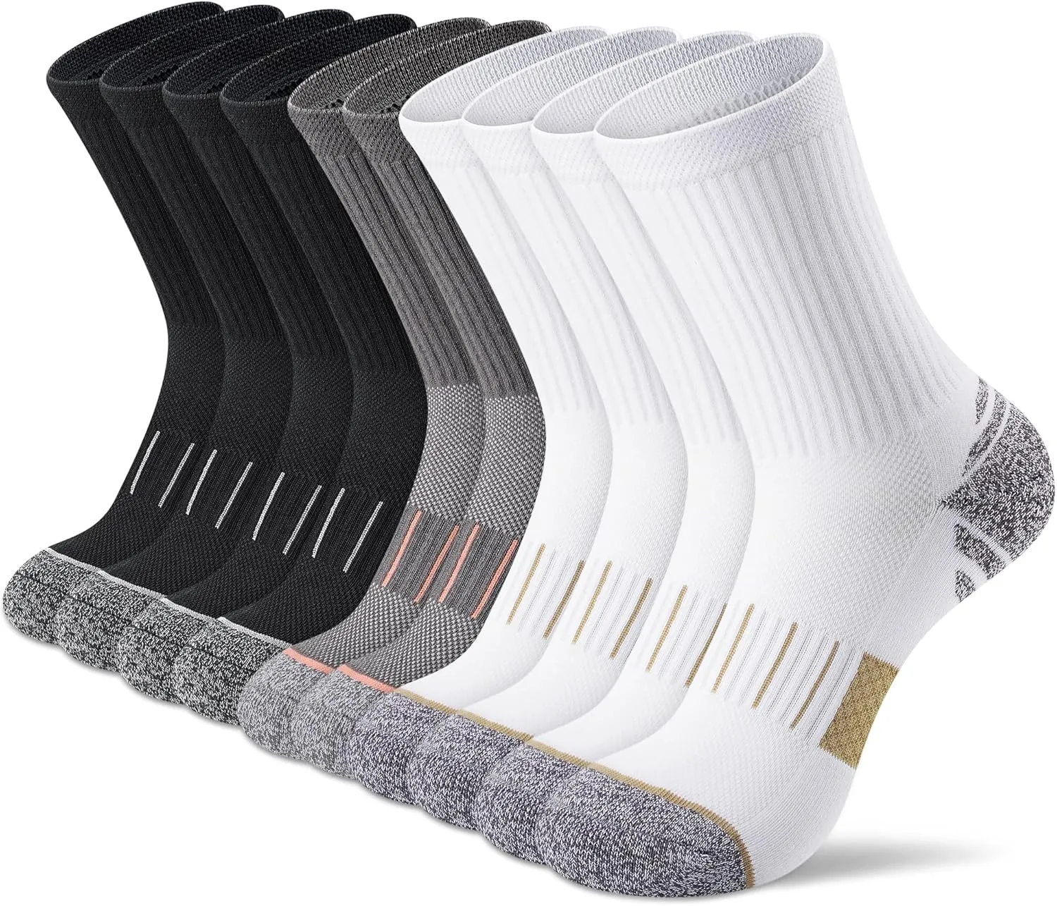 Crew Socks for Women,Athletic Hiking Running Compression Socks with Cushioned Support 3-6 Pairs