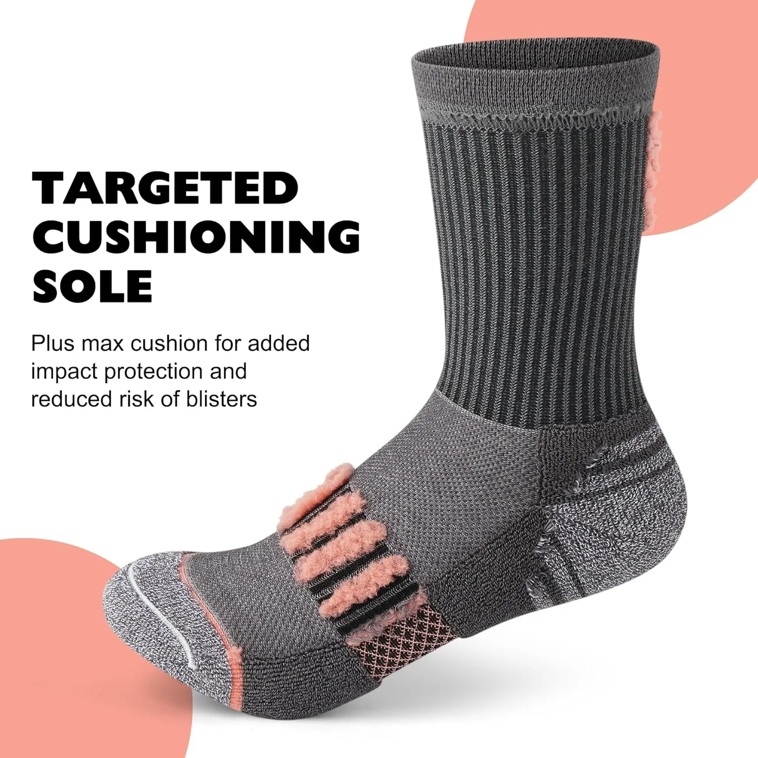 Crew Socks for Women,Athletic Hiking Running Compression Socks with Cushioned Support 3-6 Pairs