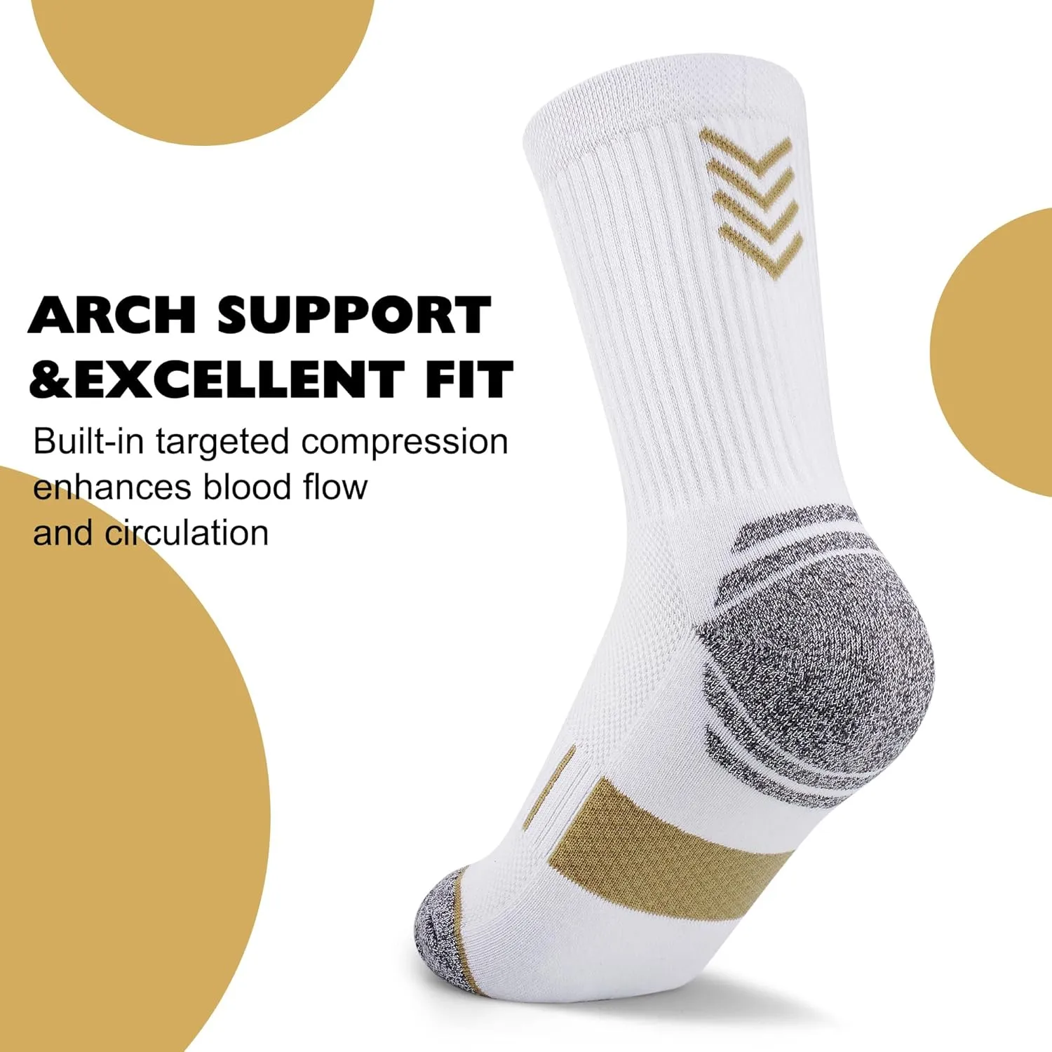 Crew Socks for Women,Athletic Hiking Running Compression Socks with Cushioned Support 3-6 Pairs