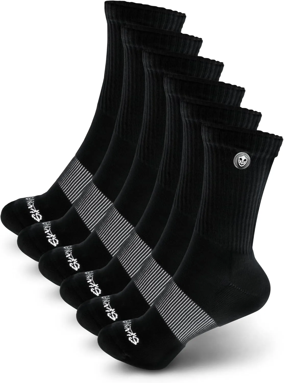 Crew Socks - Pack of 6 - Cushioned Athletic Socks for Women & Men - Breathable Cotton Blend - Low-Cut Length