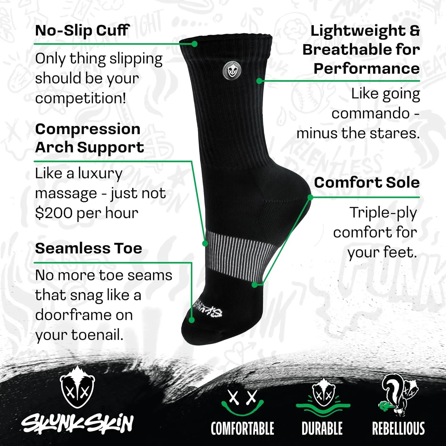 Crew Socks - Pack of 6 - Cushioned Athletic Socks for Women & Men - Breathable Cotton Blend - Low-Cut Length