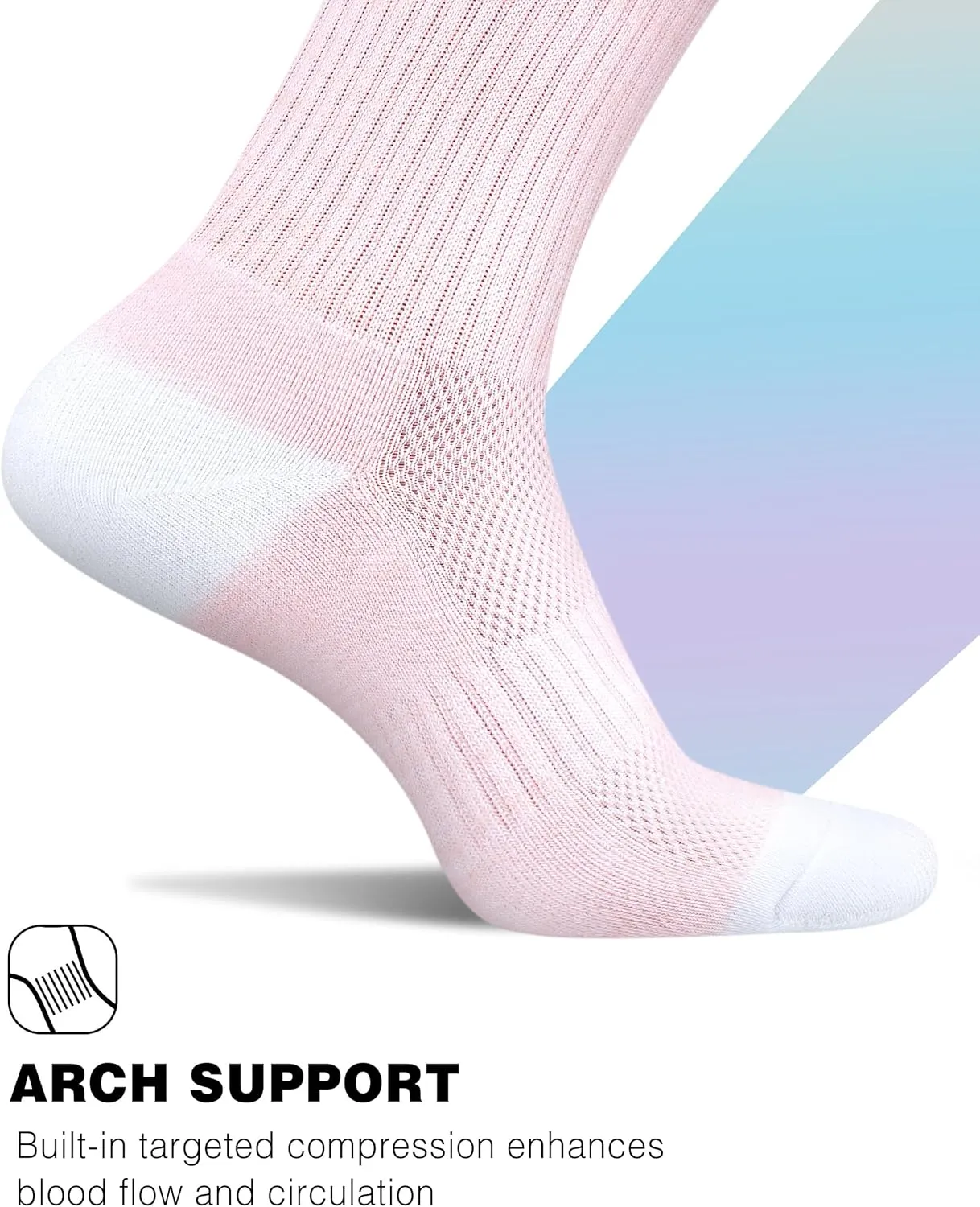 Crew Socks Women 3-6 Pairs: Hiking Athletic Running with Support Cushioned