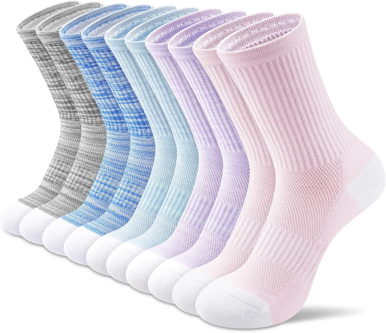 Crew Socks Women 3-6 Pairs: Hiking Athletic Running with Support Cushioned
