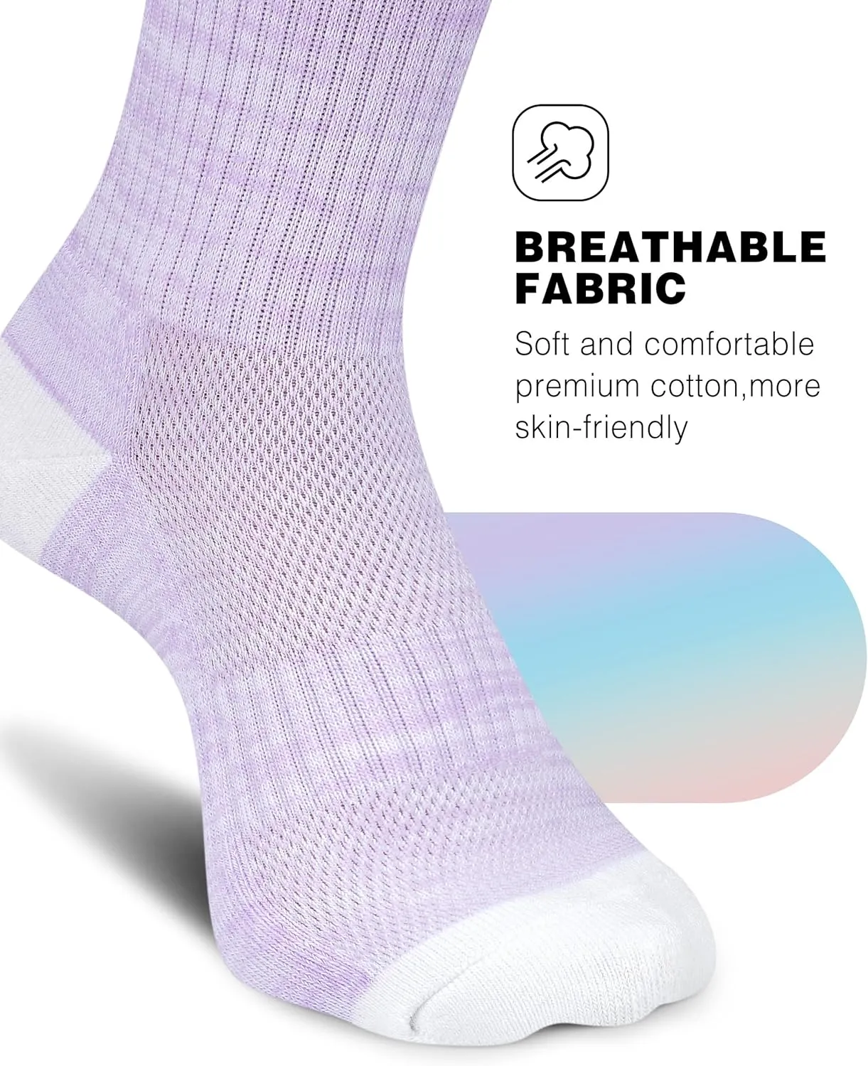 Crew Socks Women 3-6 Pairs: Hiking Athletic Running with Support Cushioned