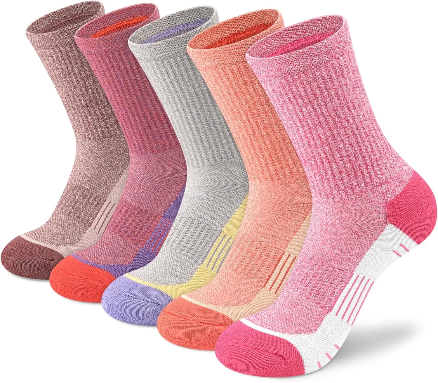 Crew Socks Women Athletic Hiking Running Cushioned Compression Socks 3-5 Pairs