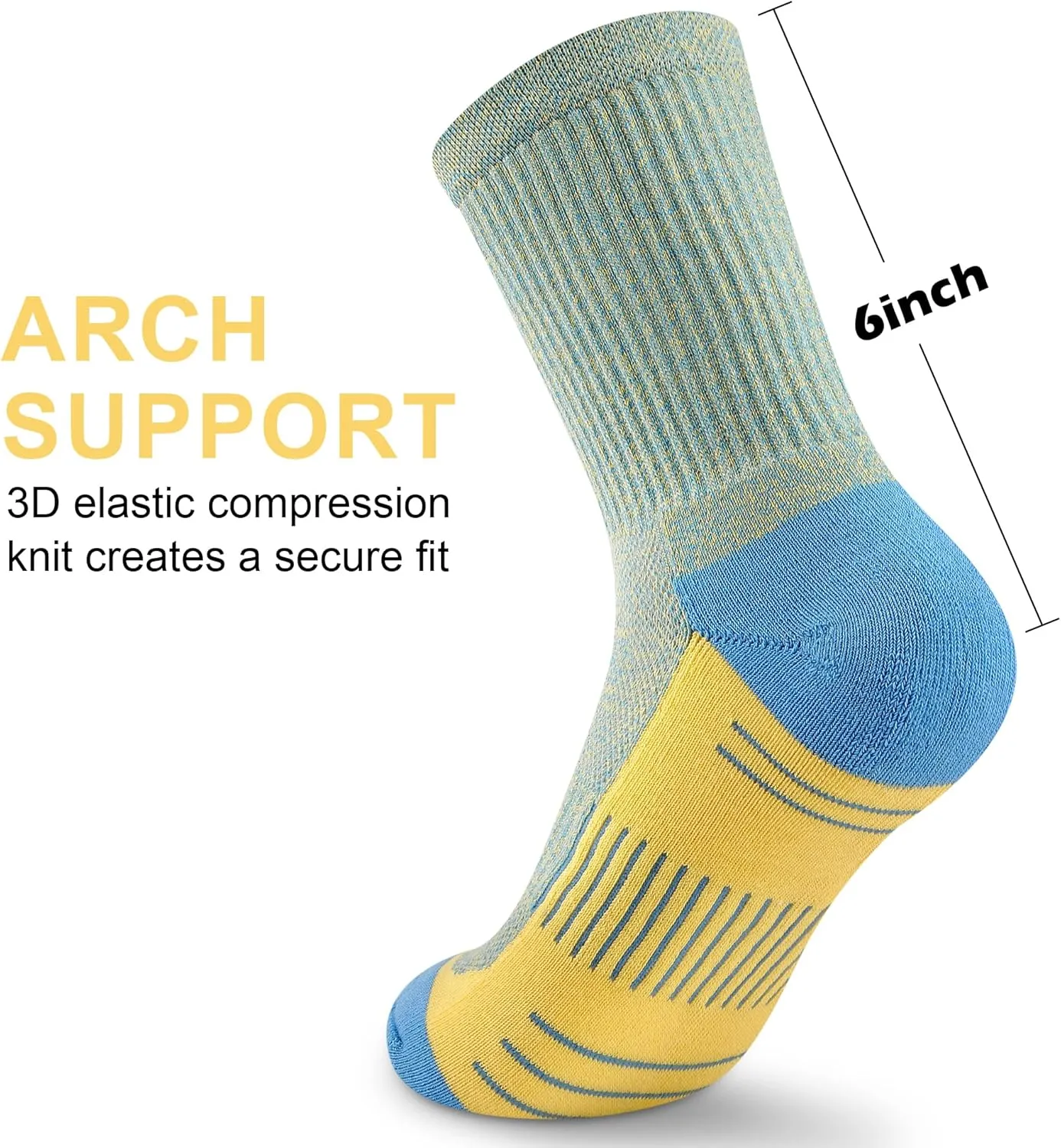 Crew Socks Women Athletic Hiking Running Cushioned Compression Socks 3-5 Pairs