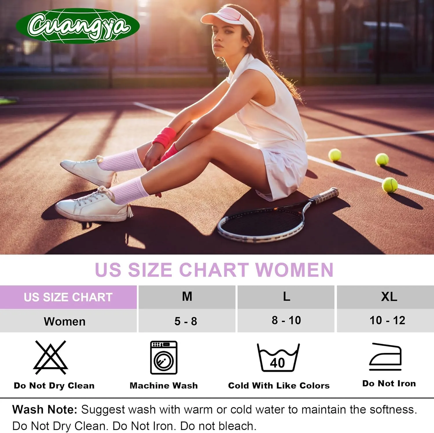 Crew Socks Women Athletic Hiking Running Cushioned Compression Socks 3-5 Pairs