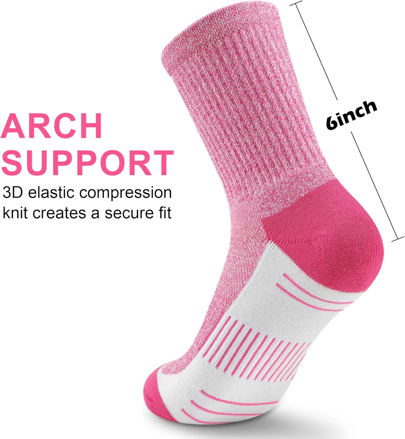 Crew Socks Women Athletic Hiking Running Cushioned Compression Socks 3-5 Pairs