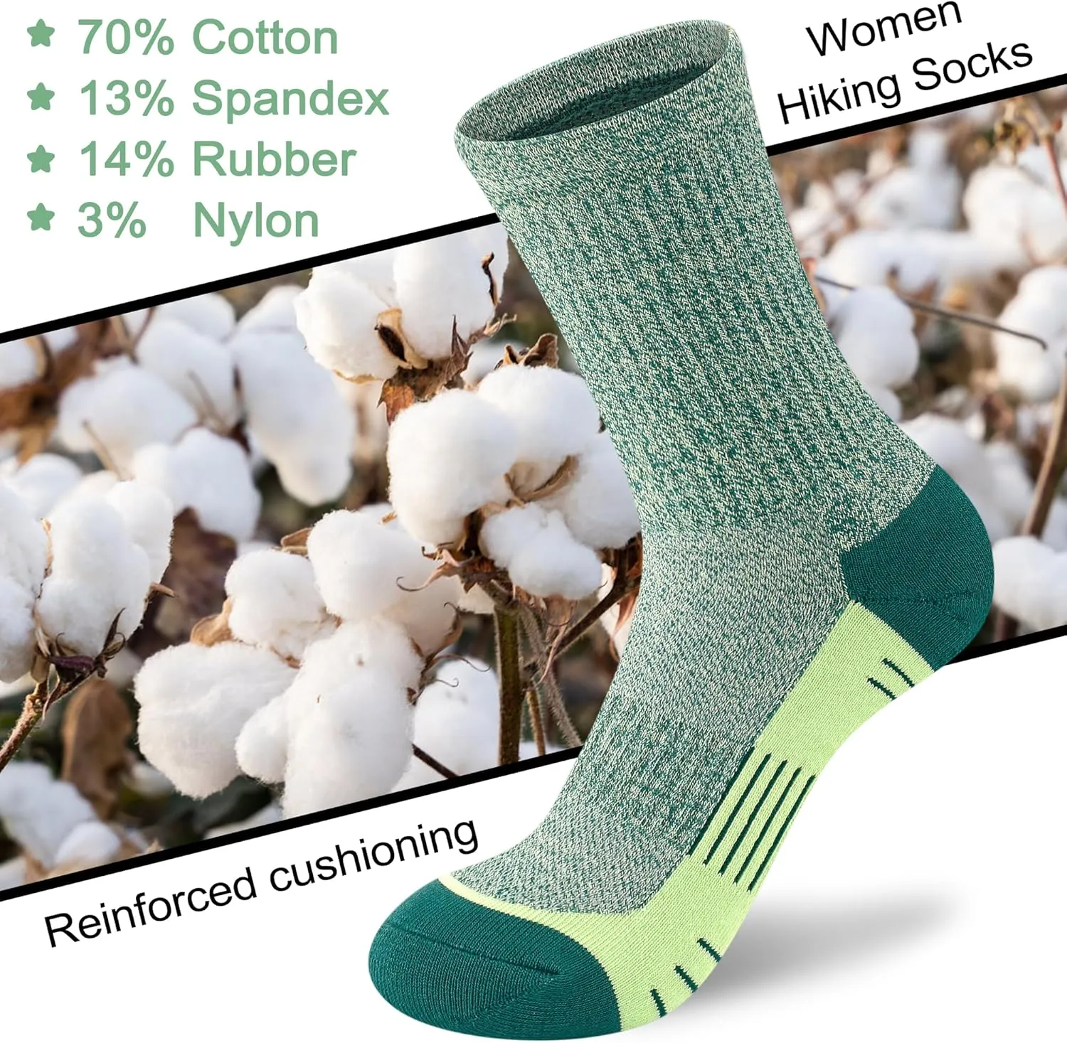 Crew Socks Women Athletic Hiking Running Cushioned Compression Socks 3-5 Pairs
