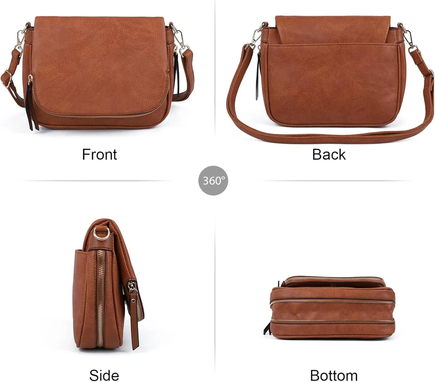 Crossbody Bags for Women Small Pu Leather Over the Shoulder Purses and Flap Cross Body Handbags with Multi Pockets