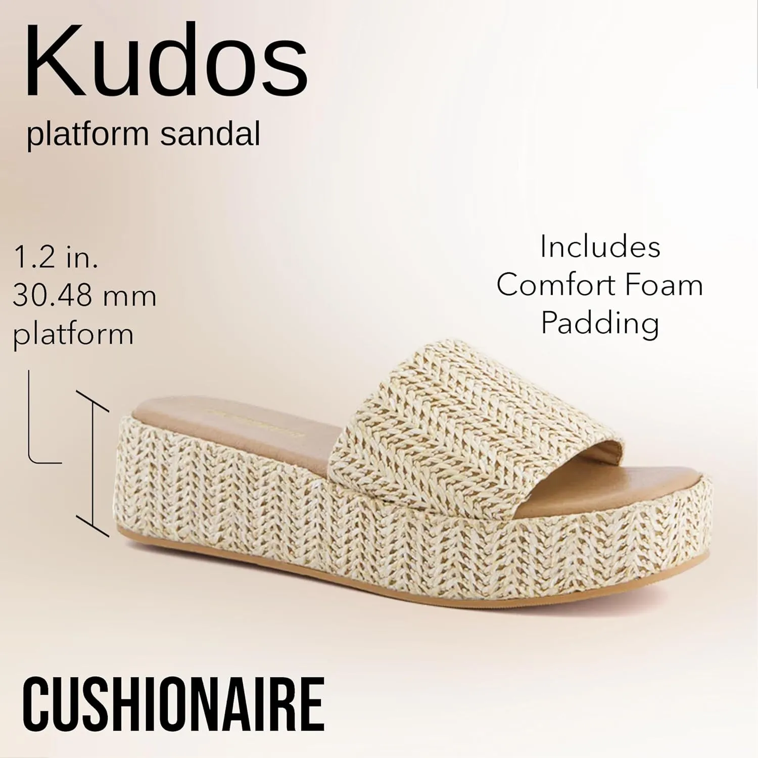 CUSHIONAIRE KUDOS Women’s Platform Sandals – Wedge Sandals for Women, Comfortable Slip-On Shoes, Dressy Summer Sandals with Cushioned Footbed