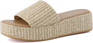 CUSHIONAIRE KUDOS Women’s Platform Sandals – Wedge Sandals for Women, Comfortable Slip-On Shoes, Dressy Summer Sandals with Cushioned Footbed
