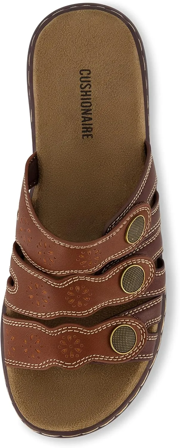 CUSHIONAIRE Women's Barret comfort sandal with  Comfort Foam and Wide Widths Available