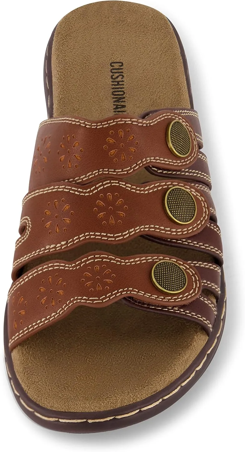 CUSHIONAIRE Women's Barret comfort sandal with  Comfort Foam and Wide Widths Available