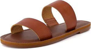 CUSHIONAIRE Women's Calico 2 band slide Sandal with  Comfort Foam
