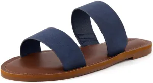 CUSHIONAIRE Women's Calico 2 band slide Sandal with  Comfort Foam