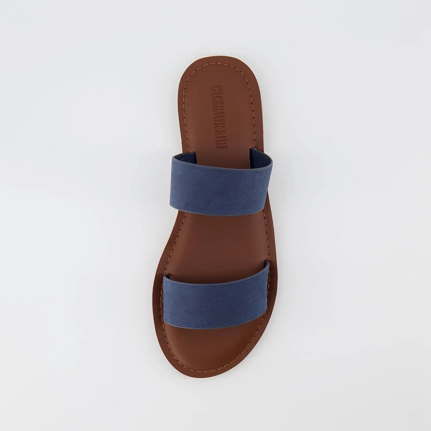 CUSHIONAIRE Women's Calico 2 band slide Sandal with  Comfort Foam