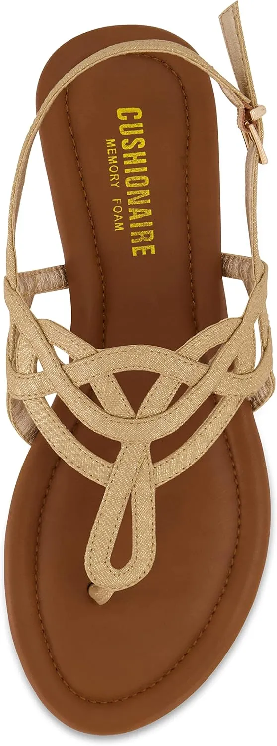 CUSHIONAIRE Women's Judit flat sandal  Comfort Foam, Wide Widths Available