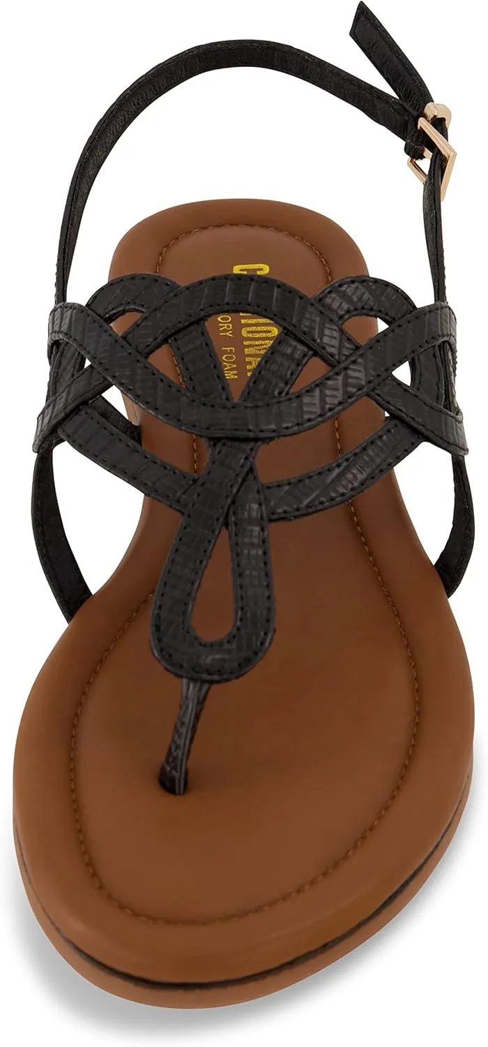 CUSHIONAIRE Women's Judit flat sandal  Comfort Foam, Wide Widths Available