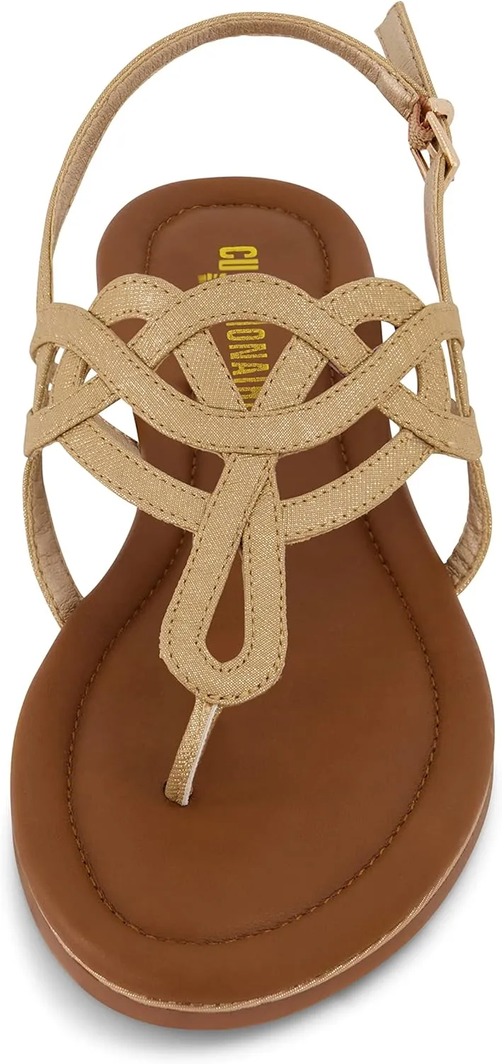 CUSHIONAIRE Women's Judit flat sandal  Comfort Foam, Wide Widths Available