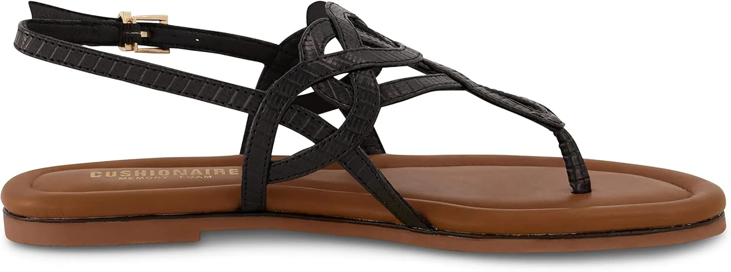 CUSHIONAIRE Women's Judit flat sandal  Comfort Foam, Wide Widths Available
