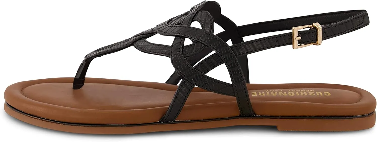 CUSHIONAIRE Women's Judit flat sandal  Comfort Foam, Wide Widths Available