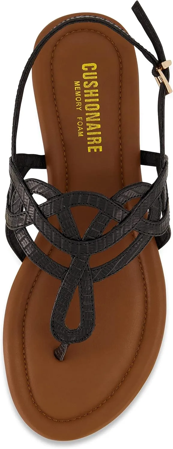 CUSHIONAIRE Women's Judit flat sandal  Comfort Foam, Wide Widths Available