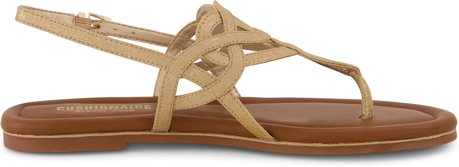 CUSHIONAIRE Women's Judit flat sandal  Comfort Foam, Wide Widths Available