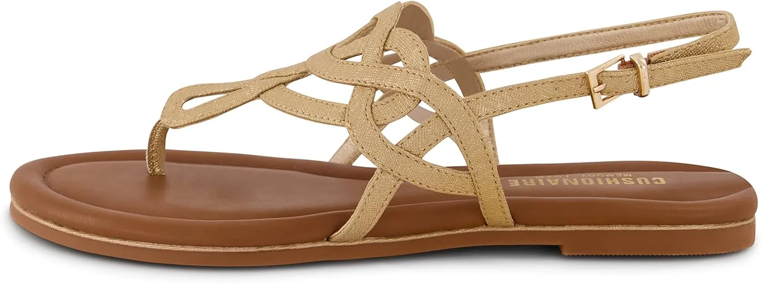 CUSHIONAIRE Women's Judit flat sandal  Comfort Foam, Wide Widths Available