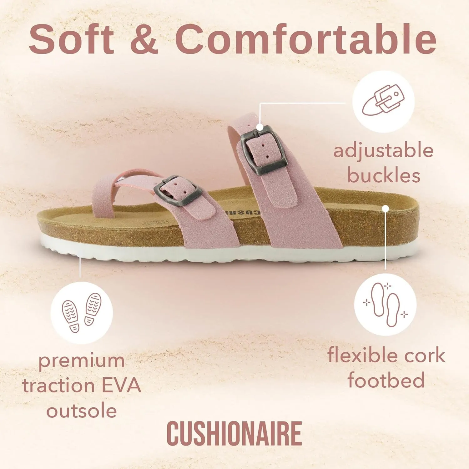 CUSHIONAIRE Women's Luna Cork Footbed Sandal With  Comfort