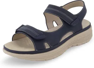 CUSHIONAIRE Women's Magee comfort footbed outdoor sandal with adjustable strap and  Memory Foam, Wide Widths Available