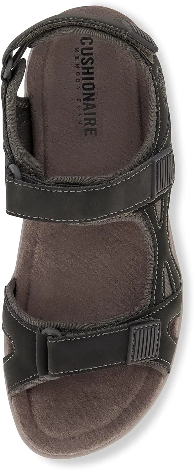 CUSHIONAIRE Women's Pace comfort footbed outdoor sandal with adjustable straps and  Memory Foam, Wide Widths Available