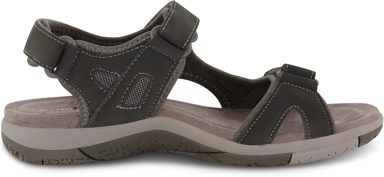 CUSHIONAIRE Women's Pace comfort footbed outdoor sandal with adjustable straps and  Memory Foam, Wide Widths Available