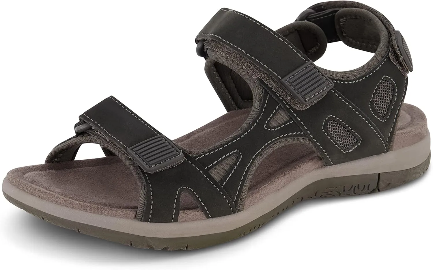 CUSHIONAIRE Women's Pace comfort footbed outdoor sandal with adjustable straps and  Memory Foam, Wide Widths Available
