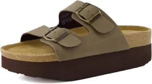 CUSHIONAIRE Women's Plane Platform Footbed Sandal With  Comfort, Wide Widths Available
