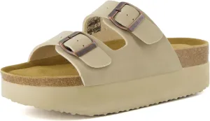 CUSHIONAIRE Women's Plane Platform Footbed Sandal With  Comfort, Wide Widths Available