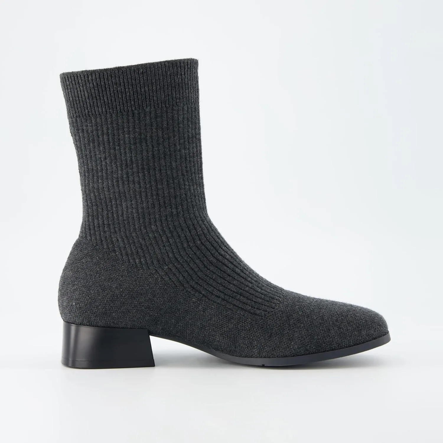 CUSHIONAIRE Women's Russel Knit Ankle Boot with Block Heel  Memory Foam, Wide Widths Available