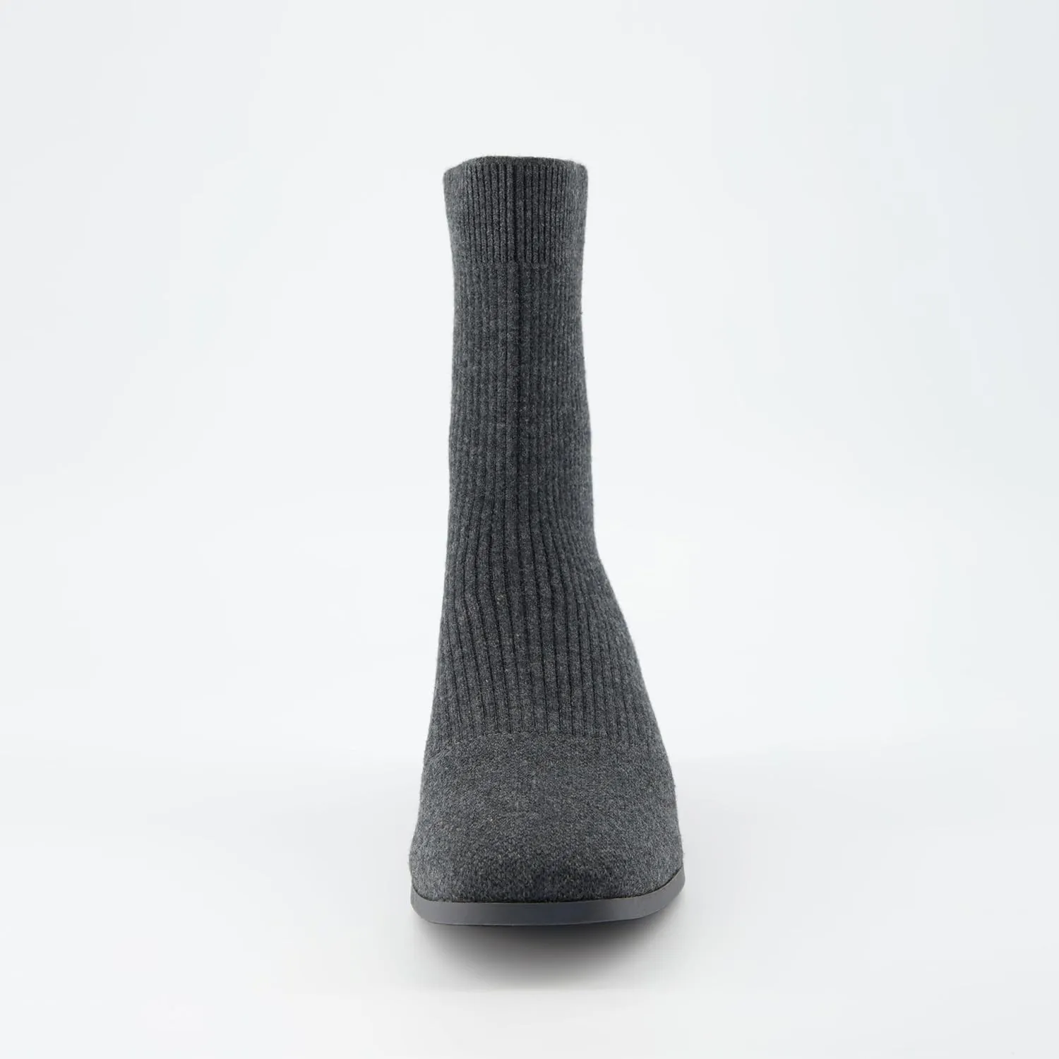 CUSHIONAIRE Women's Russel Knit Ankle Boot with Block Heel  Memory Foam, Wide Widths Available