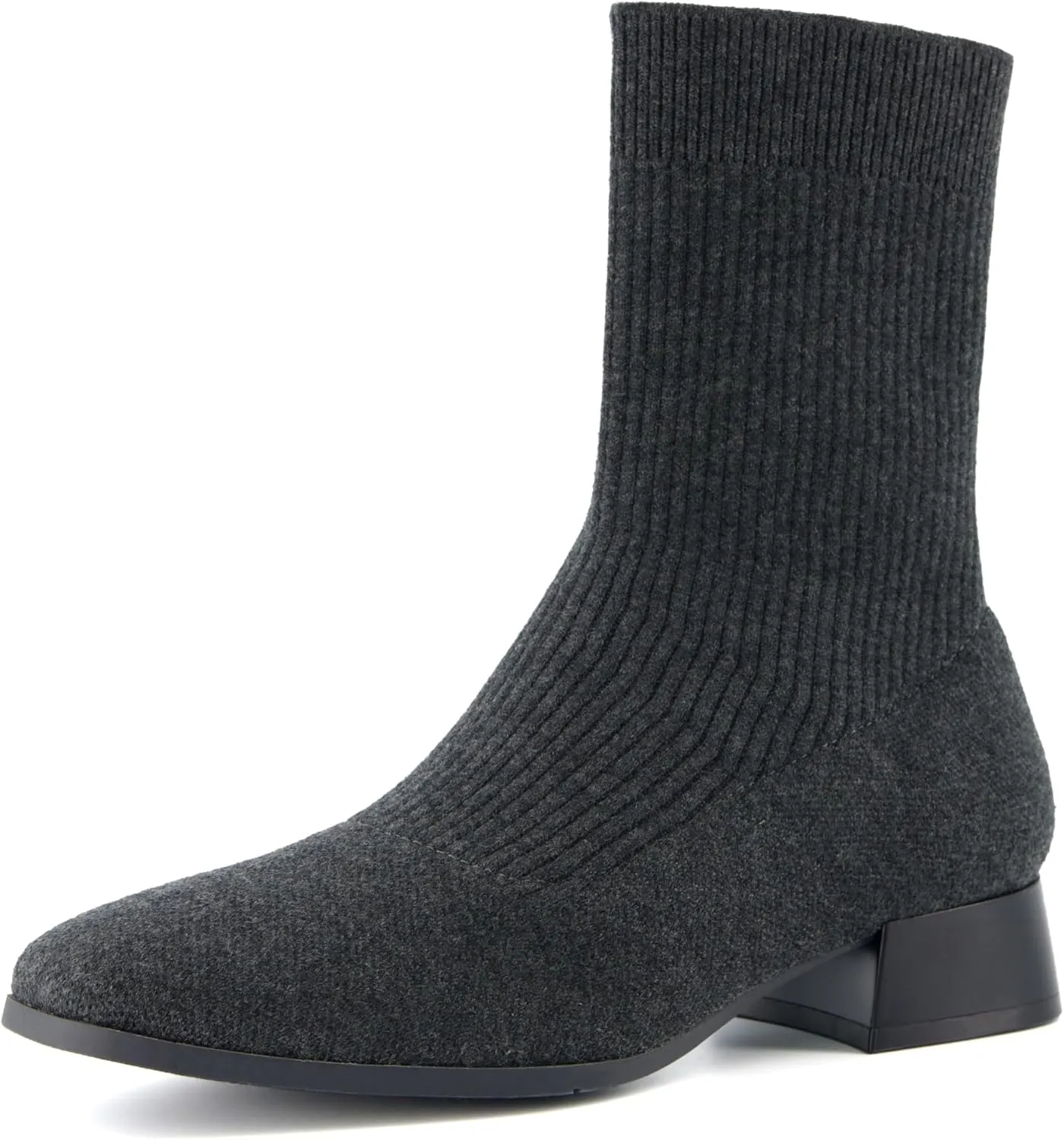 CUSHIONAIRE Women's Russel Knit Ankle Boot with Block Heel  Memory Foam, Wide Widths Available