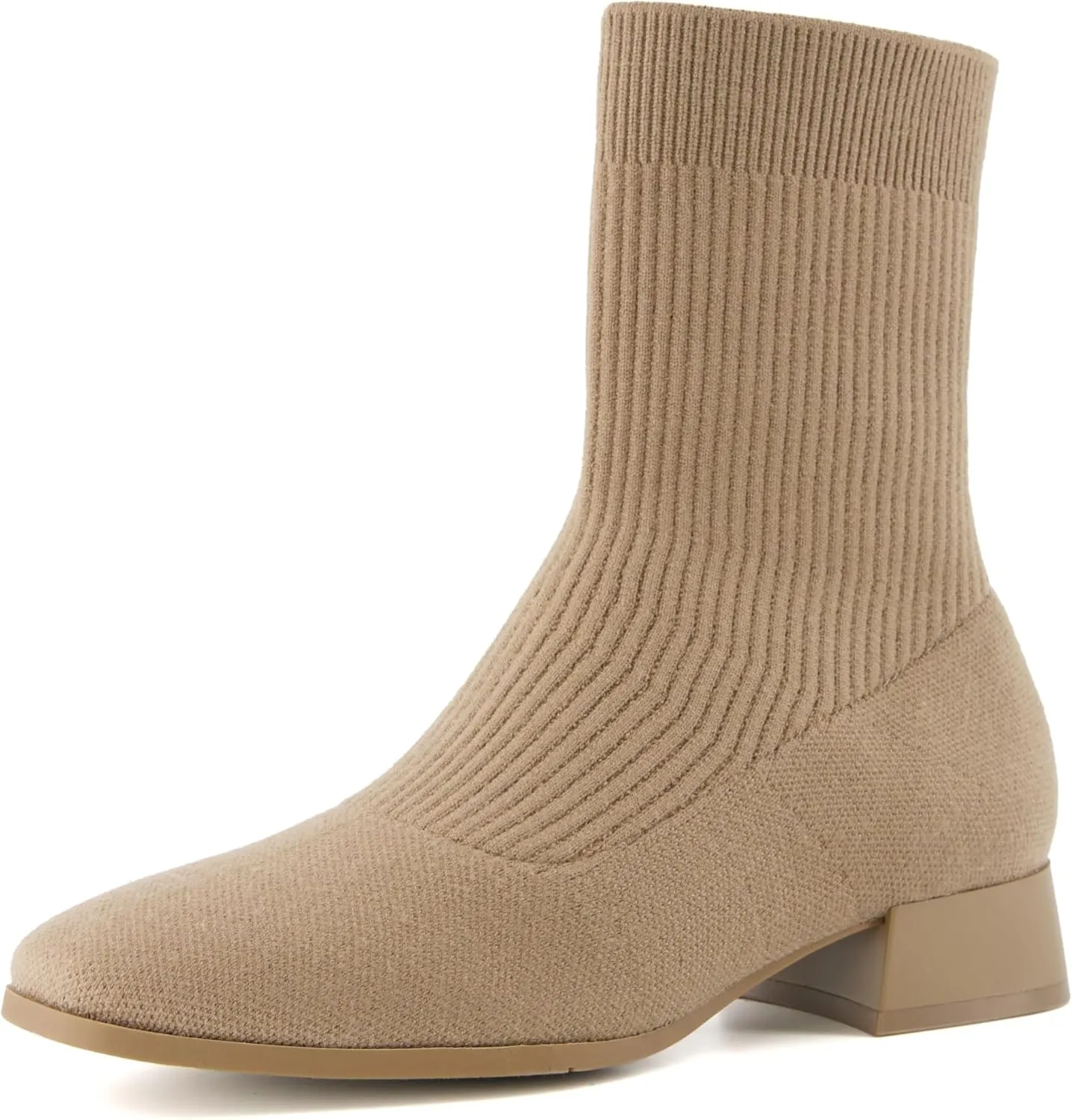 CUSHIONAIRE Women's Russel Knit Ankle Boot with Block Heel  Memory Foam, Wide Widths Available