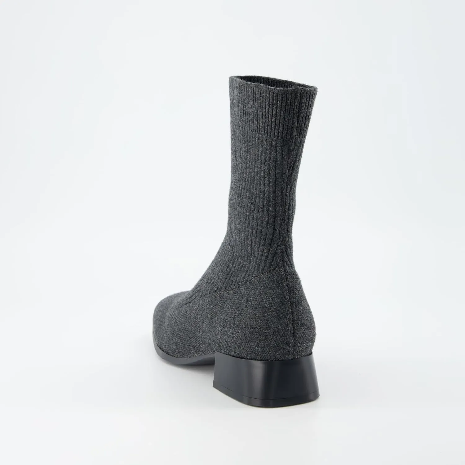 CUSHIONAIRE Women's Russel Knit Ankle Boot with Block Heel  Memory Foam, Wide Widths Available