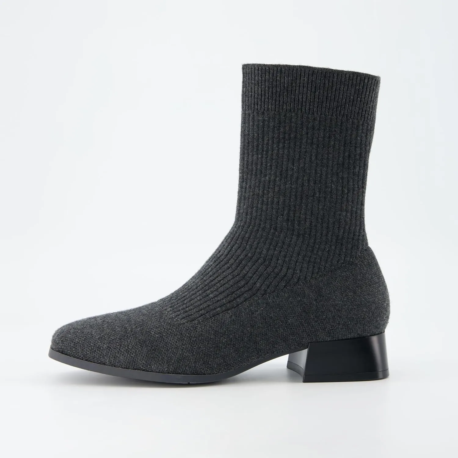 CUSHIONAIRE Women's Russel Knit Ankle Boot with Block Heel  Memory Foam, Wide Widths Available