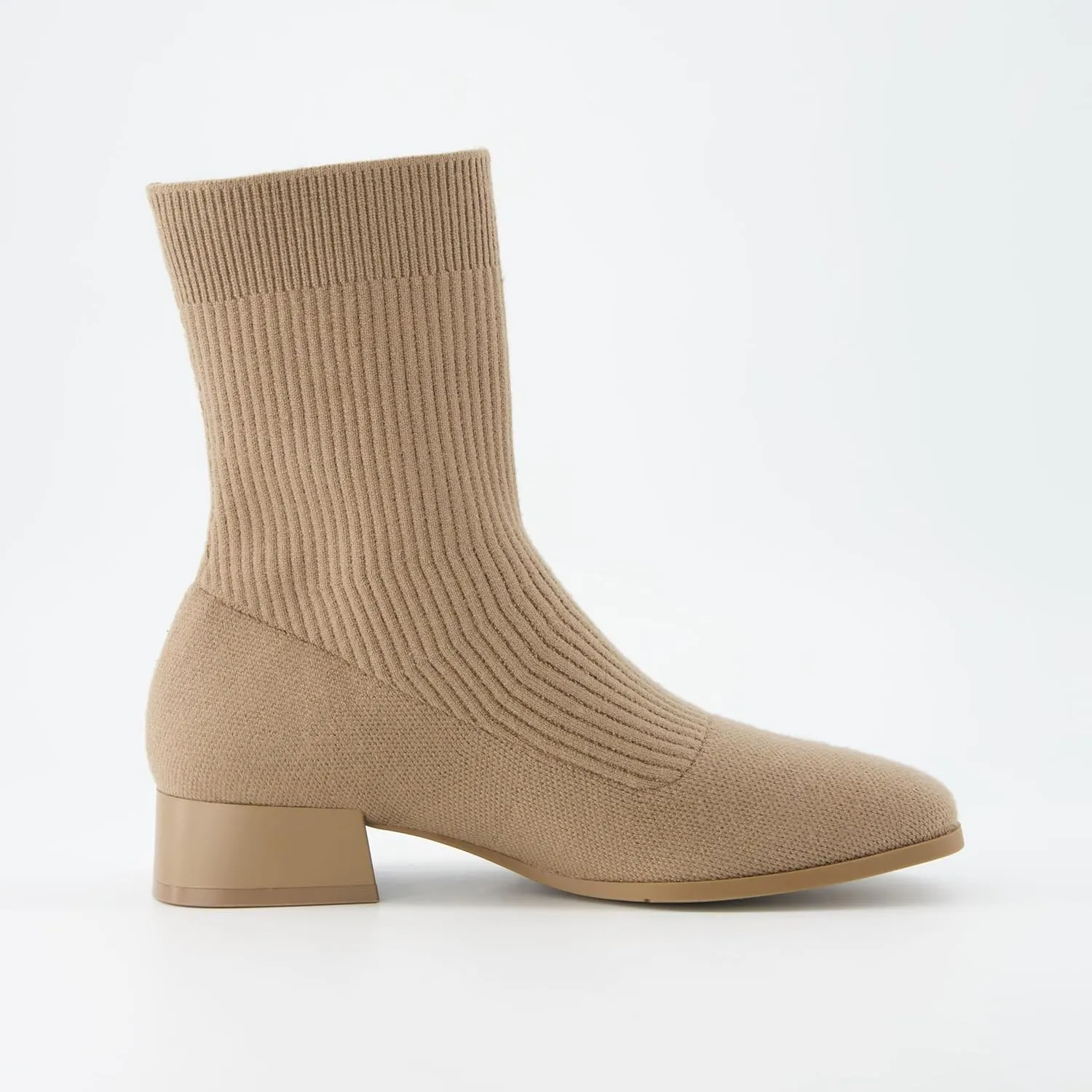 CUSHIONAIRE Women's Russel Knit Ankle Boot with Block Heel  Memory Foam, Wide Widths Available