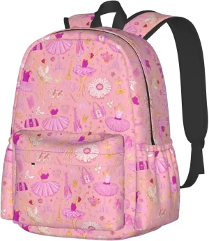 Dance Pink Ballerina Backpack School Bag Lightweight Bookbag Casual Daypack for Girls Boys Kids Women Men Travel Laptop 16 Inch