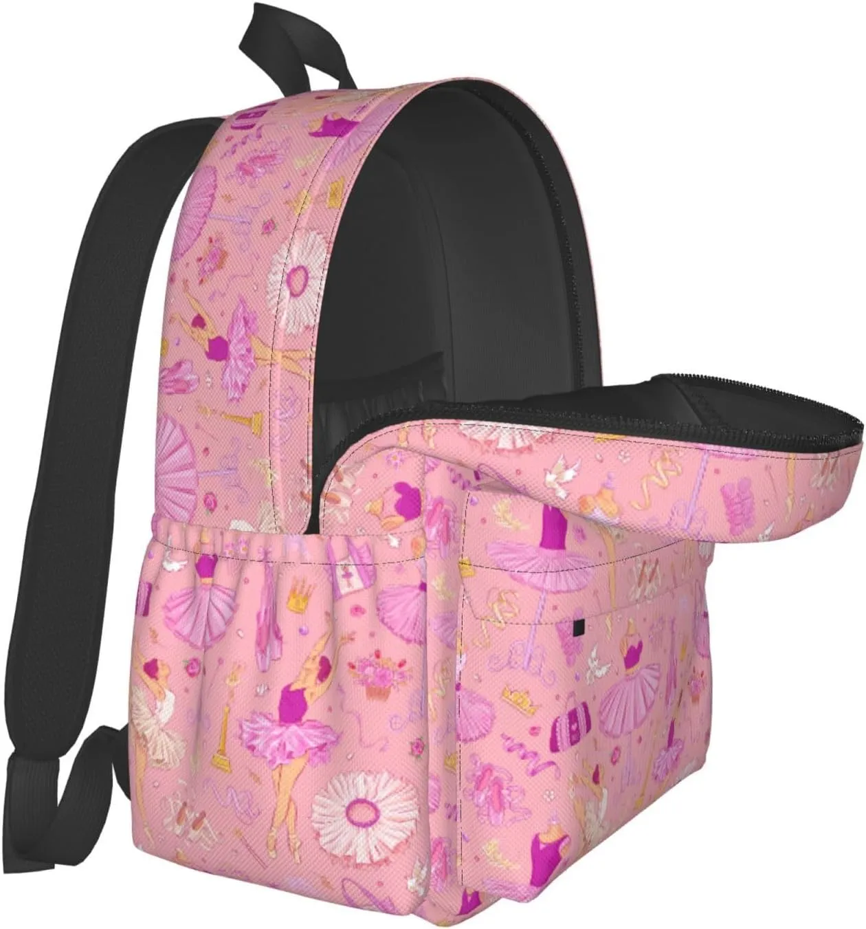 Dance Pink Ballerina Backpack School Bag Lightweight Bookbag Casual Daypack for Girls Boys Kids Women Men Travel Laptop 16 Inch