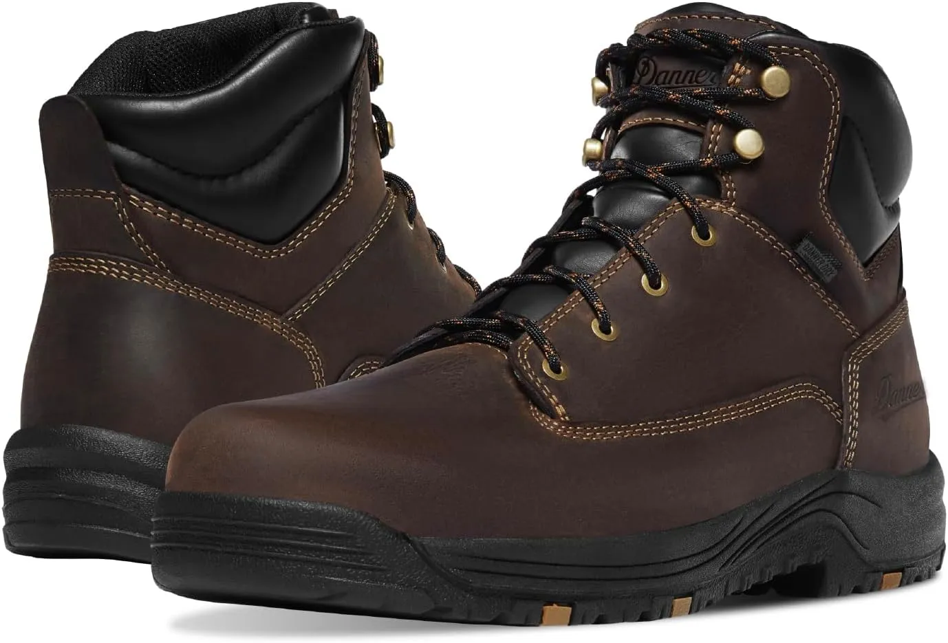 Danner Caliper 6" Waterproof Work Boots for Men - Full-Grain Leather with Breathable Dry Lining, Memory Foam Footbed & Non Slip Heel Outsole