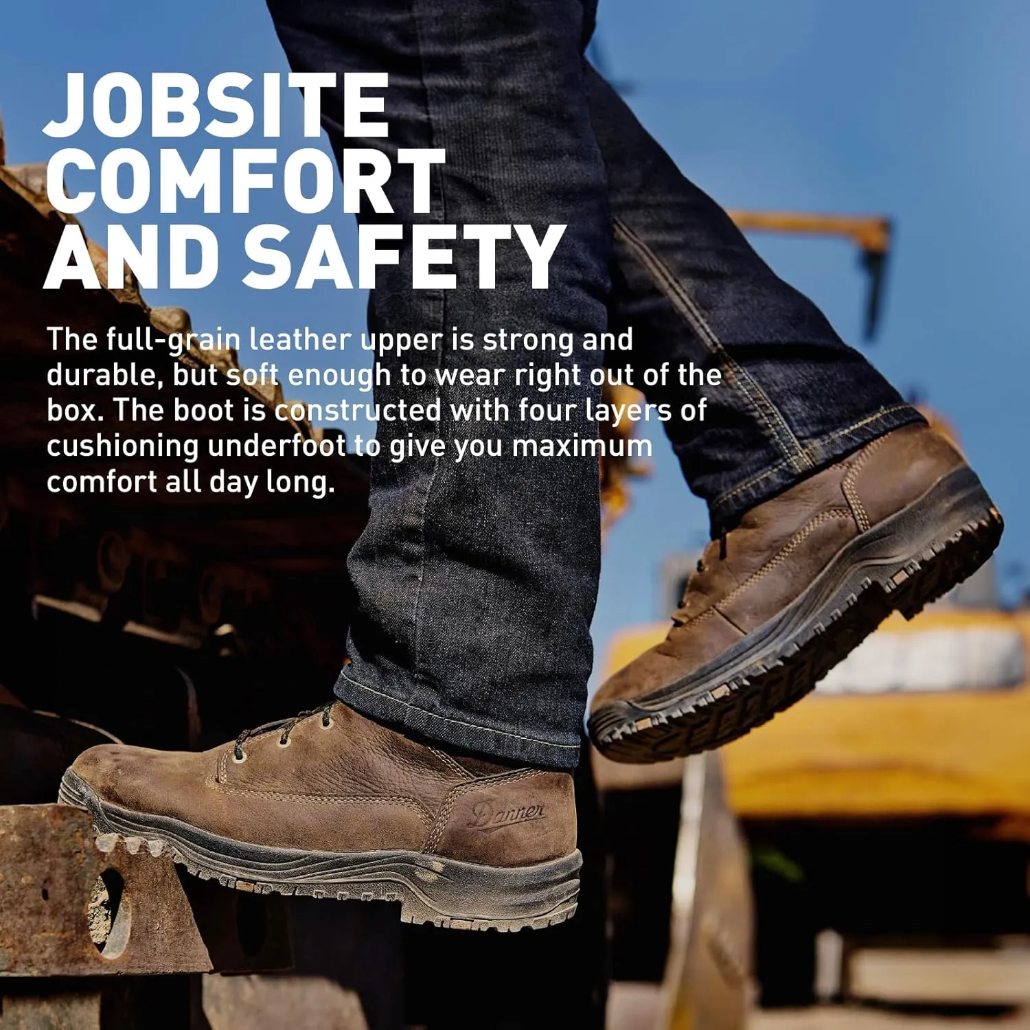 Danner Caliper 6" Waterproof Work Boots for Men - Full-Grain Leather with Breathable Dry Lining, Memory Foam Footbed & Non Slip Heel Outsole