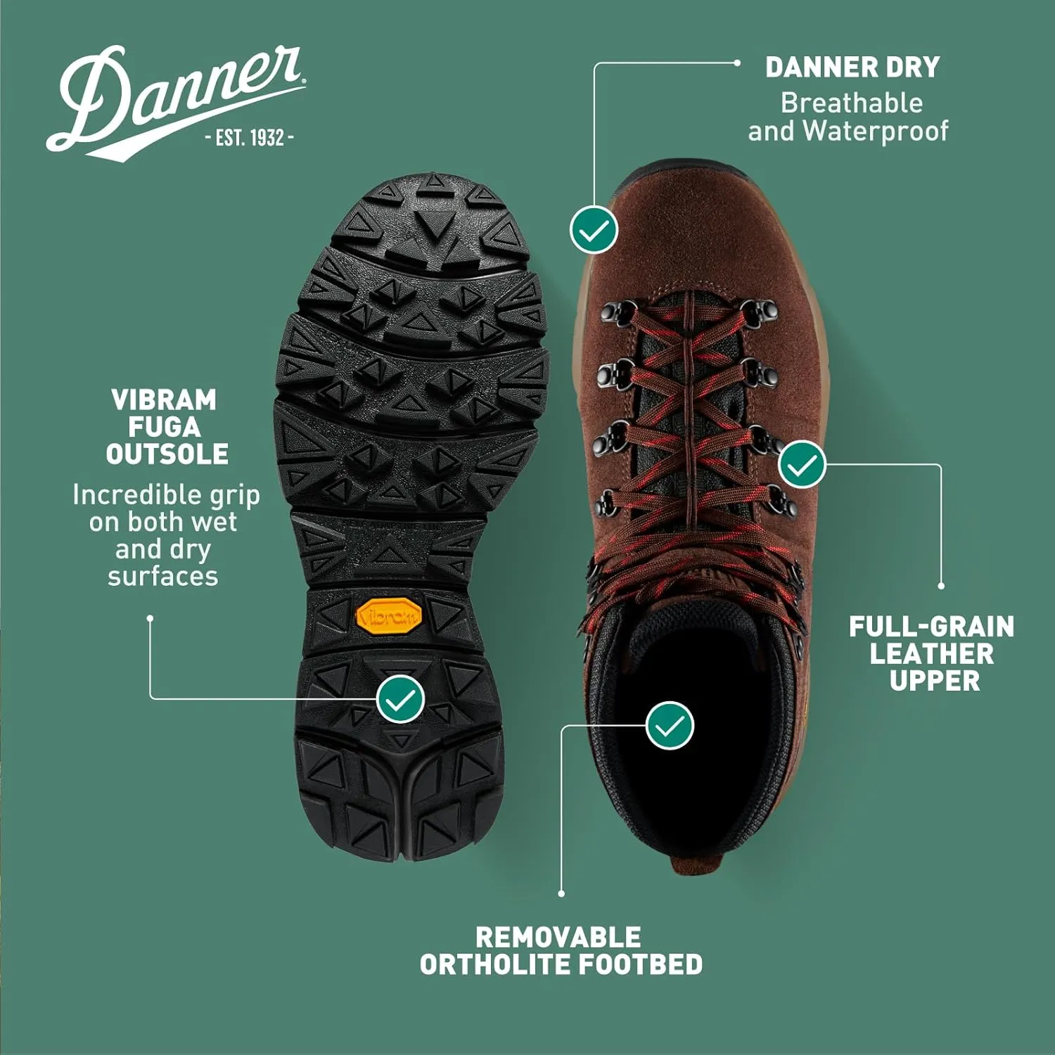 Danner Mountain 600 Waterproof Hiking Boots for Men - Lightweight, Durable Upper, Breathable Lining, Triple-Density Footbed & Vibram Traction Outsole